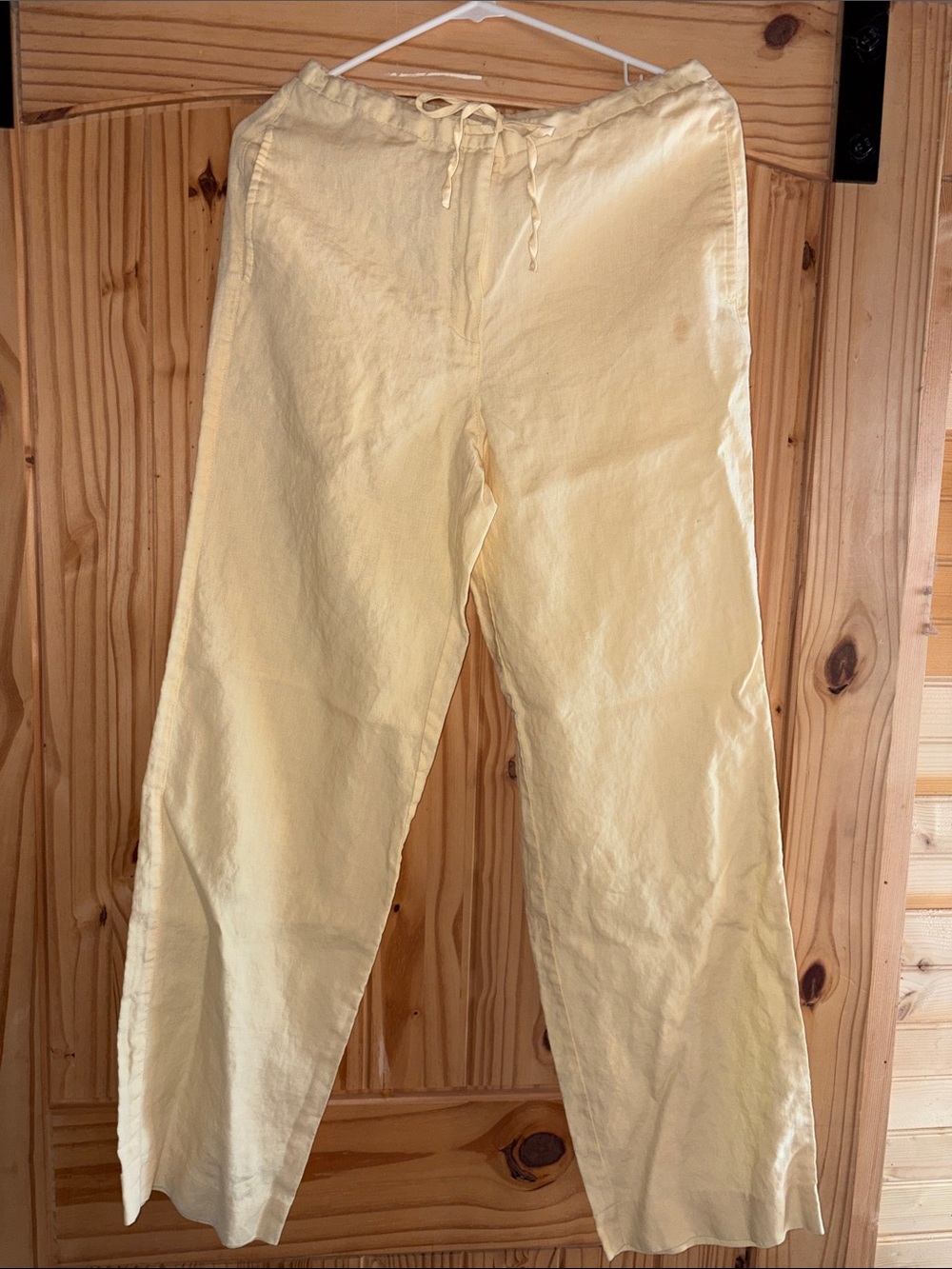 Liz Claiborne Pale Yellow Linen Drawstring Trousers size 4